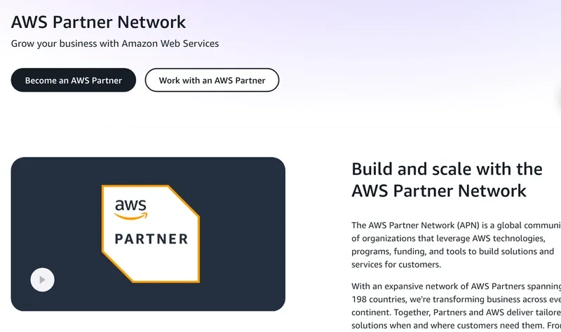 Screenshot of the AWS Partner Network page