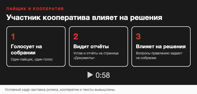 Условный кадр ролика о правах пайщика