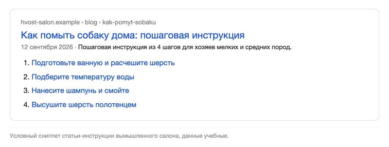 Сниппет статьи-инструкции