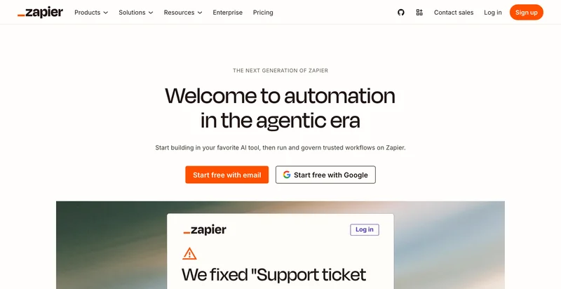 Главная страница сервиса Zapier