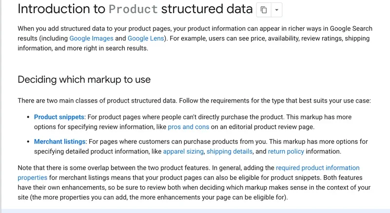 Google Search Central page Introduction to Product structured data