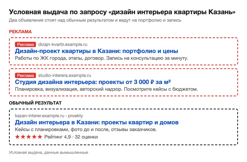 Условная выдача: два объявления над обычным результатом