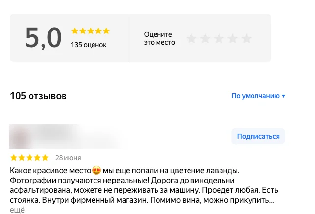 Яндекс Карты: отзыв гостя о винодельне