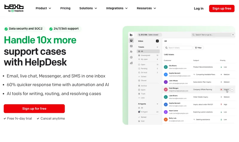 Главная страница сервиса HelpDesk