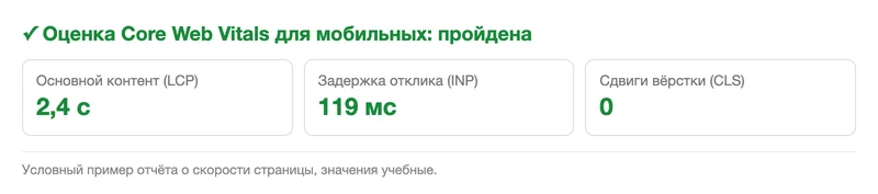 Условный отчёт Core Web Vitals для мобильных