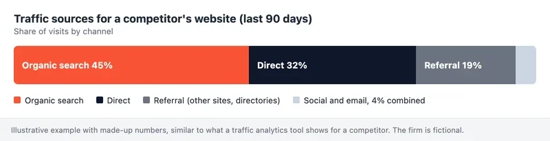 Illustrative breakdown of traffic sources to a competitor's website