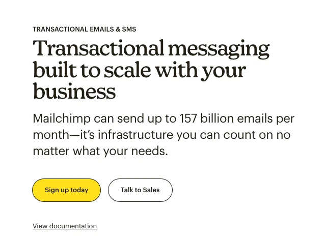 Страница Mailchimp Transactional
