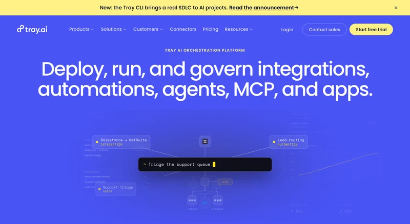 Главная страница платформы Tray.ai