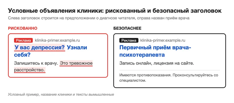 Рискованное и безопасное объявление клиники